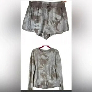 All in Motion Shorts Sweat Shirt Womens Gray Tie Die Lounge Set size XS
